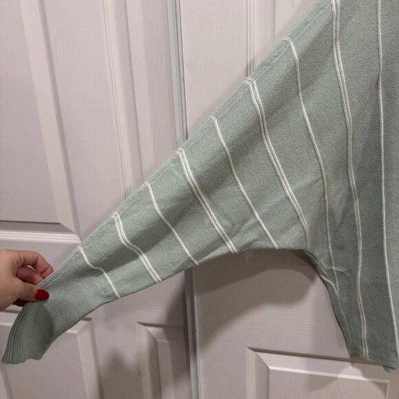 Magaschoni Sweater Womens XL Green White Stripe Long Sleeve Viscose Blend Spring - Picture 4 of 7